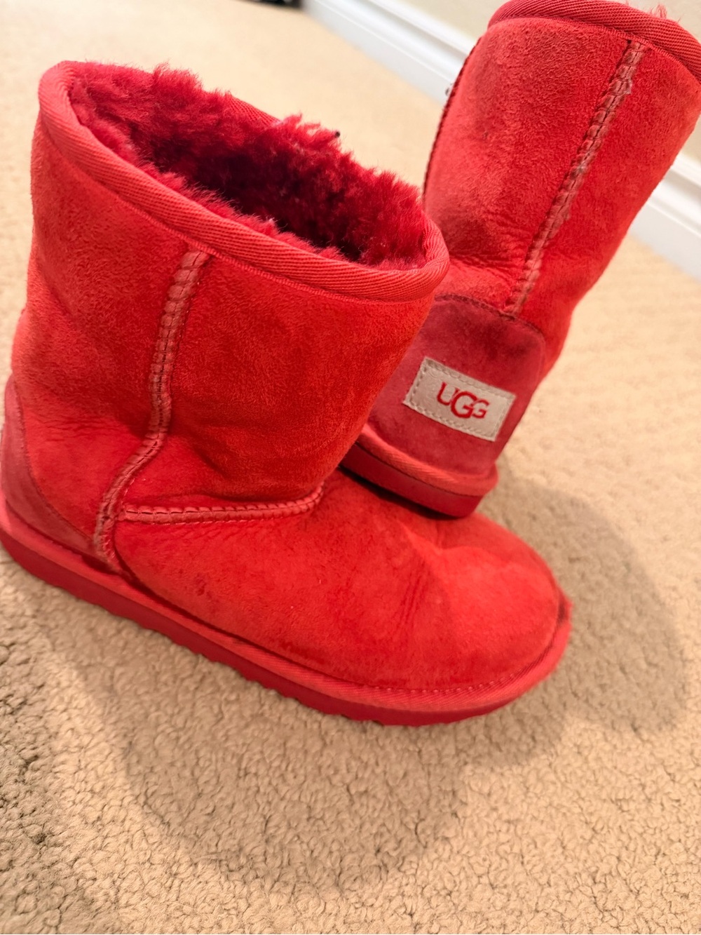UGG Kids Red Suede Classic Short Boot